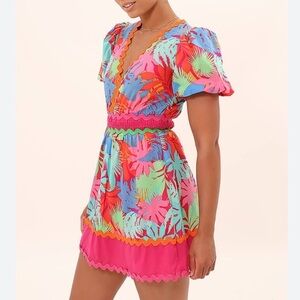 GREYLIN Tani Puff Sleeve Mini Dress Vibrant Print NWT Size Small Cotton